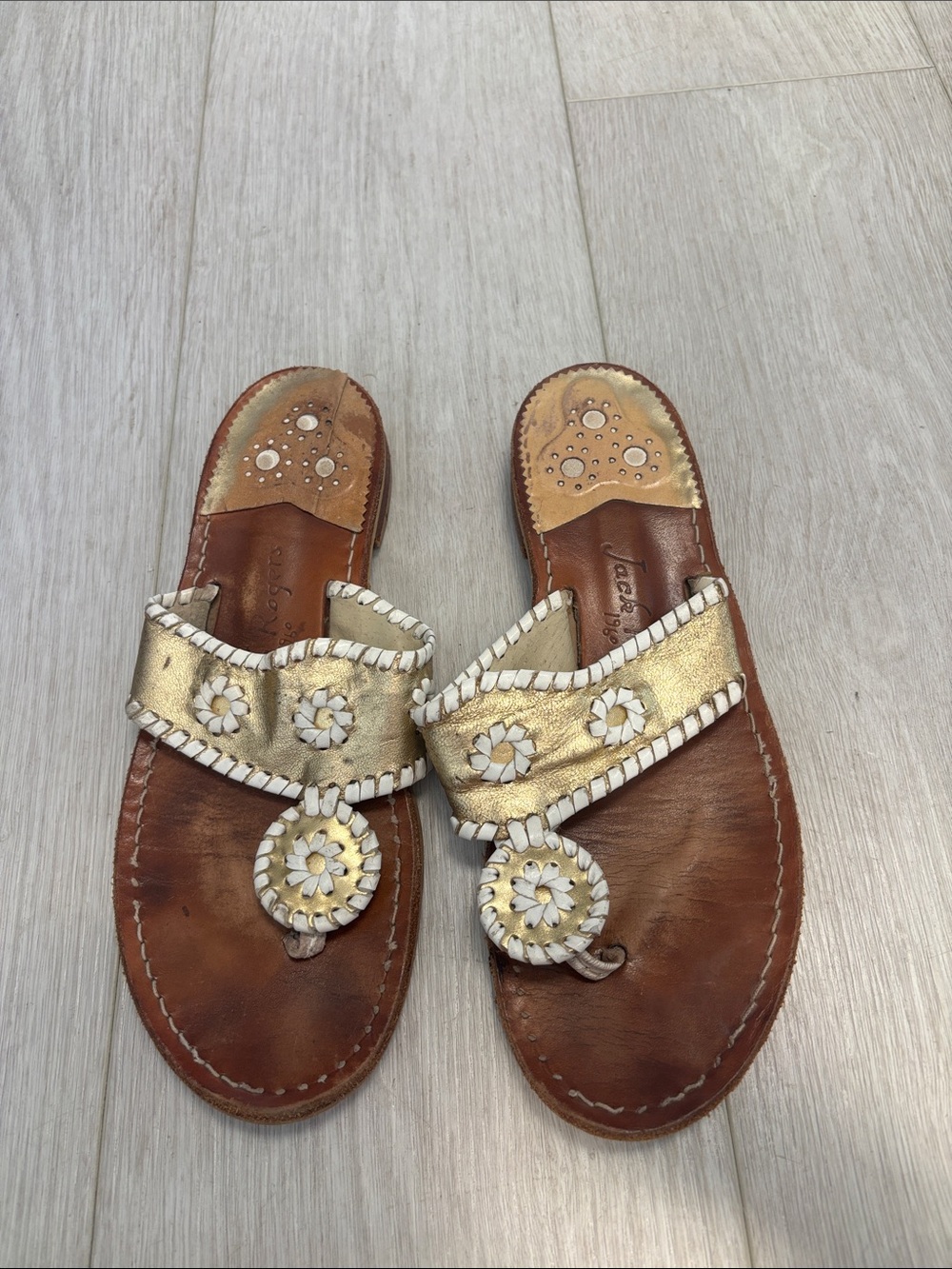 Jack Rogers Champagne Gold Sandals size 9